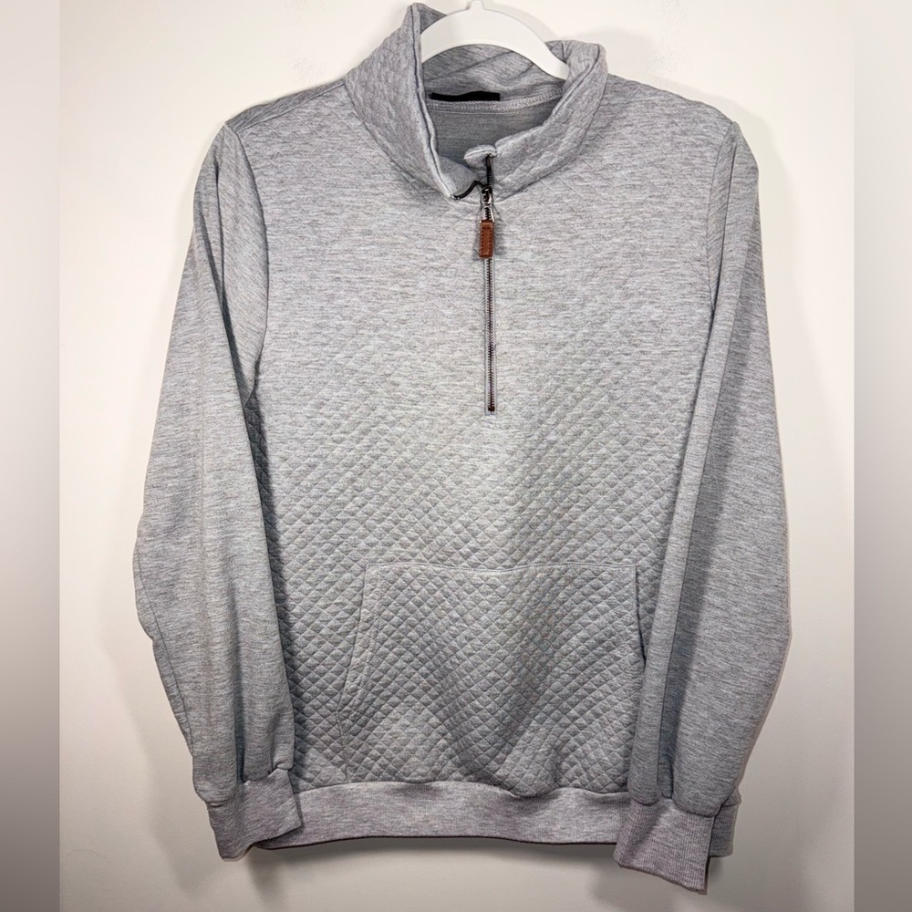 BTFBM Womens Quilted Half-Zip Pullover Sweatshirt - Light Gray Size Medium